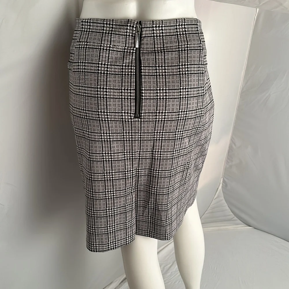 MICHAEL Michael Kors multicolor gray white black plaid stretch pencil skirt